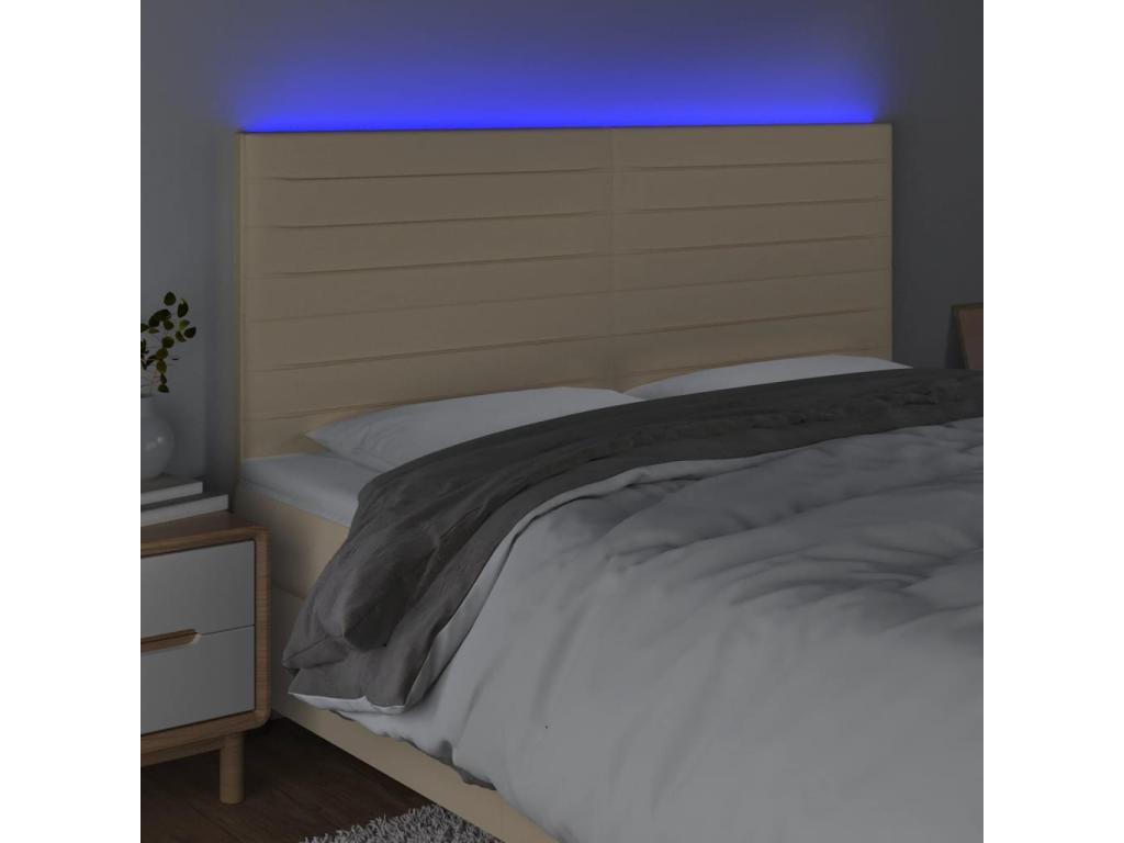 Cream LED Headboard 200x5x118/128 cm Fabric 41268BDZY