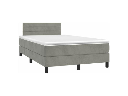 Parisianestop bed base and mattress, light grey, 120x200 cm, velvet, 99011MMDG