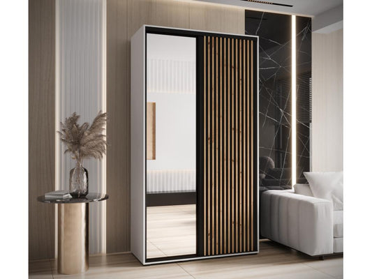 Parisianestop 2 Sliding Door Wardrobe 205.2/140/45 2 Doors White/Black 42567TAXU