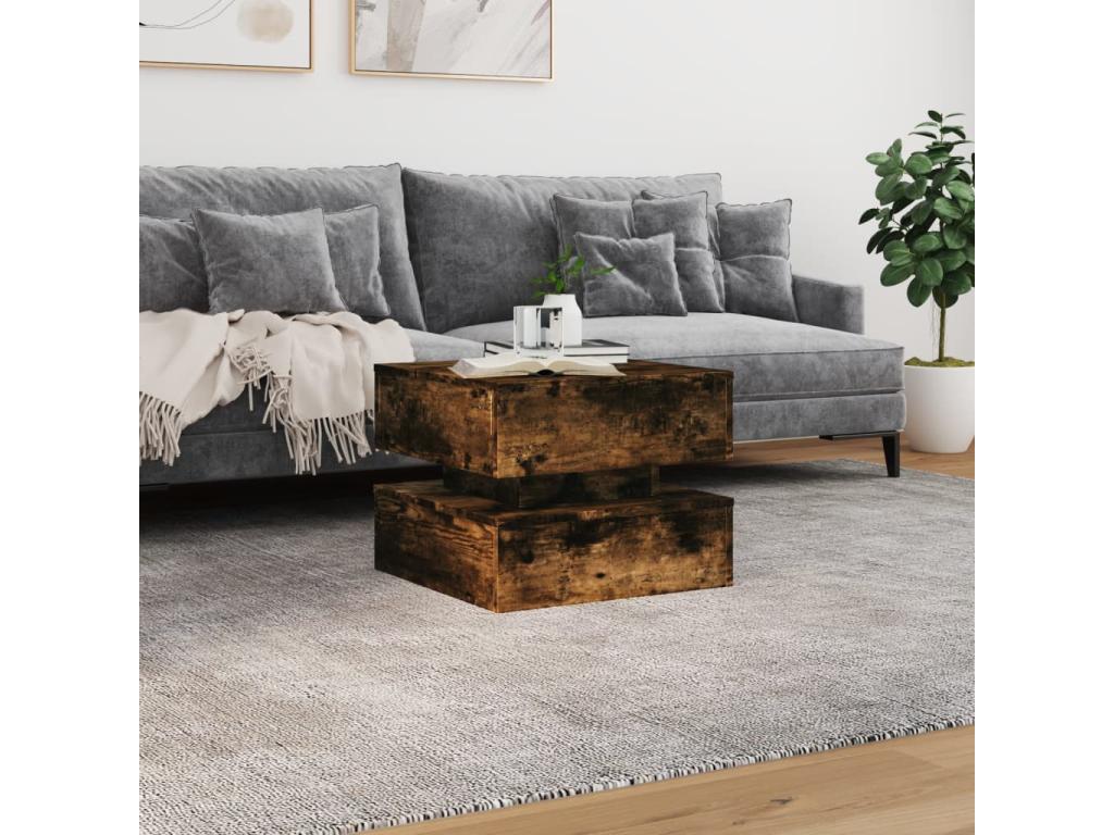Coffee table with Maisonpuretopères LED, smoked oak, 50x50x40 cm, 90133ZROQ
