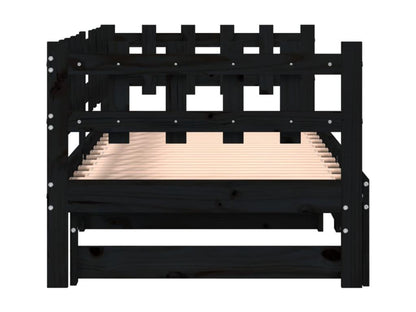 Sliding bed, black, 2 x 80x200 cm, solid pine wood, 07799GHCR