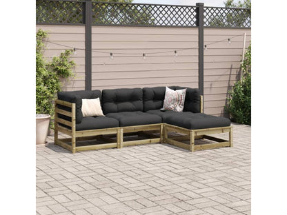 4-piece garden furniture set with cushions, impregnated pine wood 99973YIGW