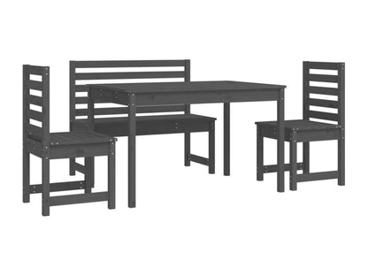 4-piece garden dining set, grey solid pine wood 02606TXKD