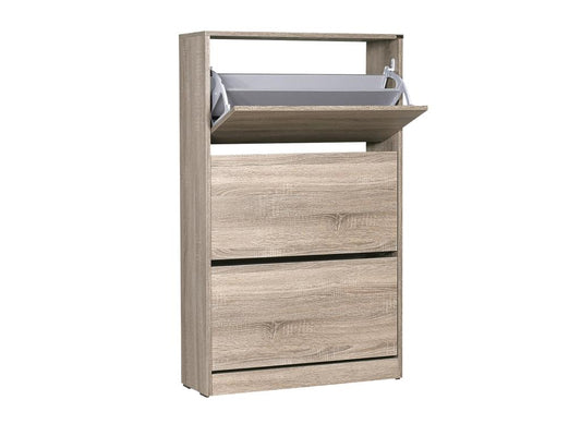 Maisonpuretop 3-Door Shoe Cabinet in Oak Finish - Length 73 x Depth 26 x Height 119 cm 94733UEIS
