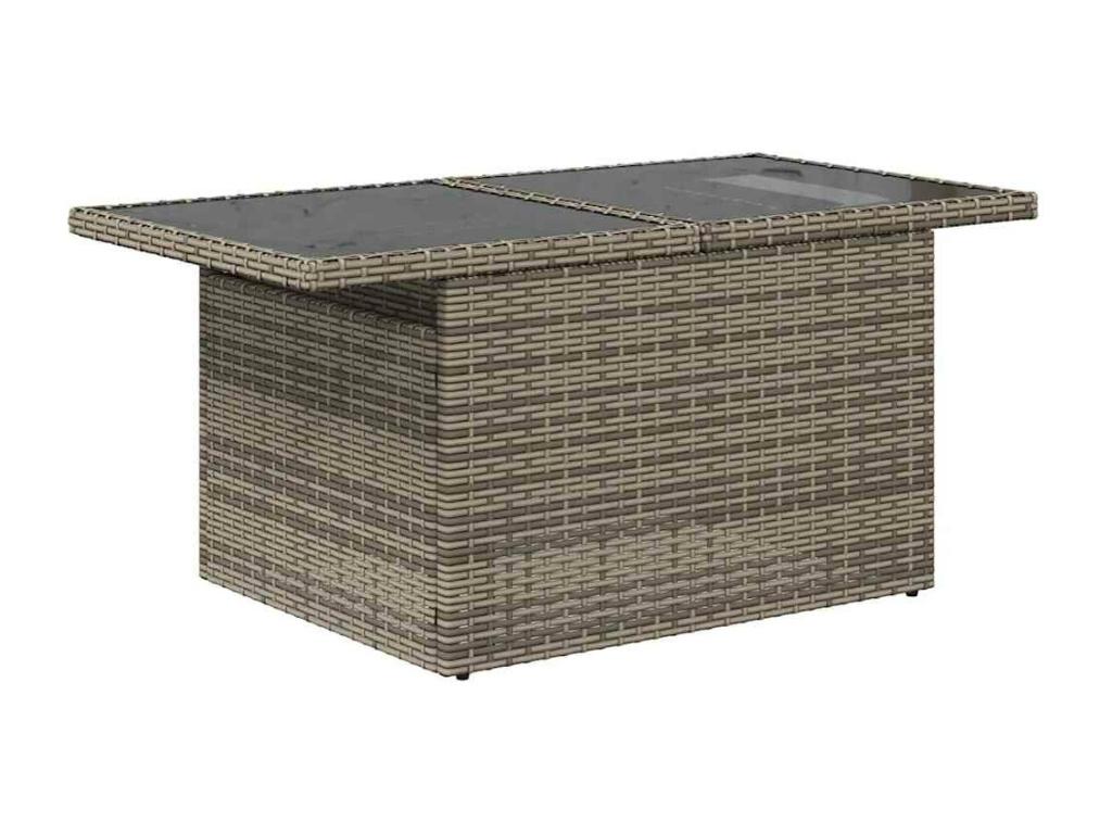 9-piece garden furniture set with grey resin wicker cushions 83278FTMF