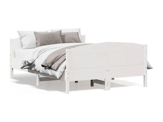 Bed frame with white headboard 150x200 solid pine wood 88864RCHV