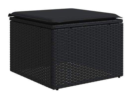 6-piece garden furniture set with cushions, black woven resin, 59825LXPV