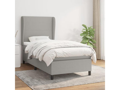 Upholstered bed base with mattress, light grey, 80x200 cm, fabric, 88118IKEO