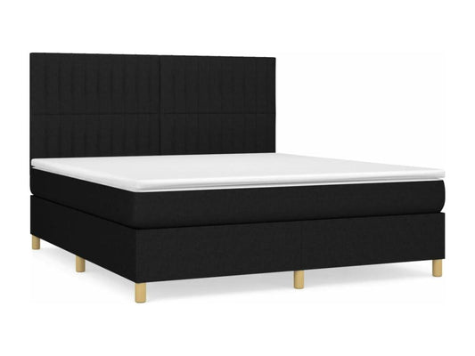 Upholstered bed base with mattress, black, 180x200 cm, fabric, 77704QSFG