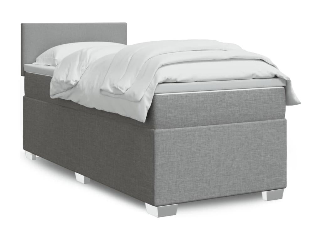 Parisianestop bed base with light grey mattress 80x200 cm fabric 50667ZRLD