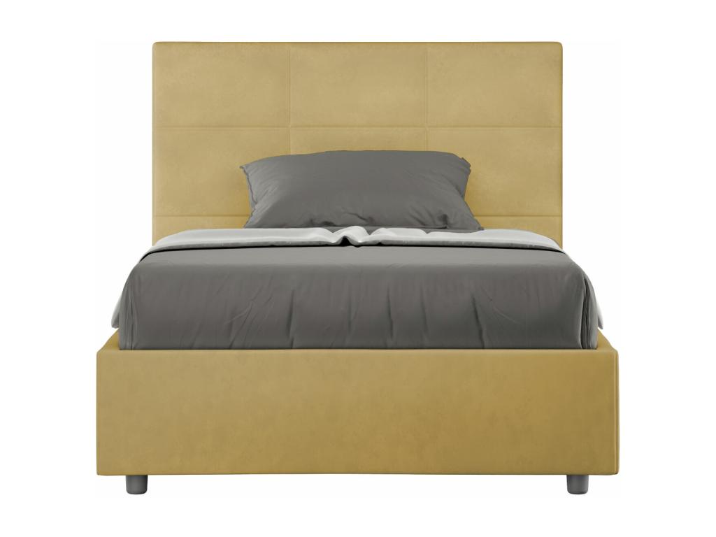 Single bed with storage, upholstered, 120x200 cm, ochre microfiber, Parisianestop 43426XSSV