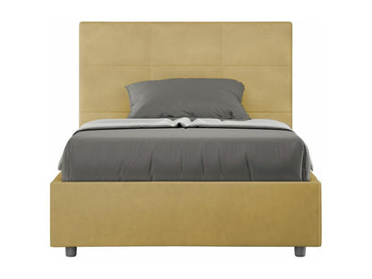 Single bed with storage, upholstered, 120x200 cm, ochre microfiber, Parisianestop 43426XSSV