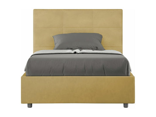 Single bed with storage, upholstered, 120x200 cm, ochre microfiber, Parisianestop 43426XSSV