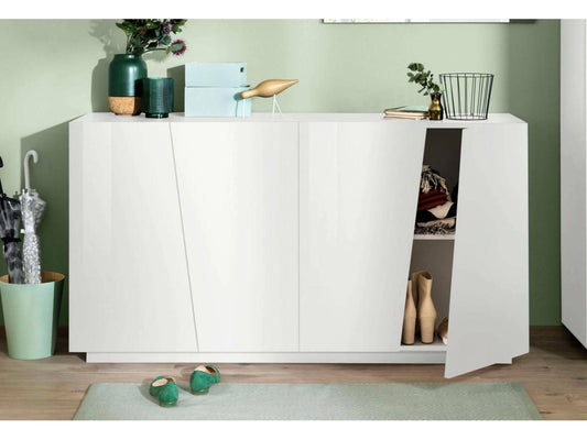 Parisianestop Buffet, 4-Door Kitchen Buffet, Living Room Buffet, Made in Italy, 159 x 43 x 86 cm, Glossy White, 43550EDOF