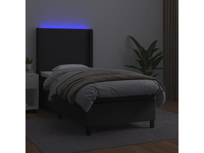 Parisianestop bed base with LED mattress, black, 100x200 cm, faux leather, 88128ANLT