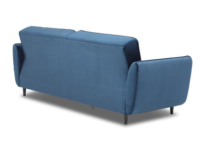 3-seater convertible sofa in rust-colored fabric with button tufting and black wooden legs, Parisianestop, 220cm, 20679VLCF