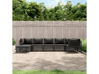 7-piece garden furniture set with cushions, anthracite steel, 31326EWAA