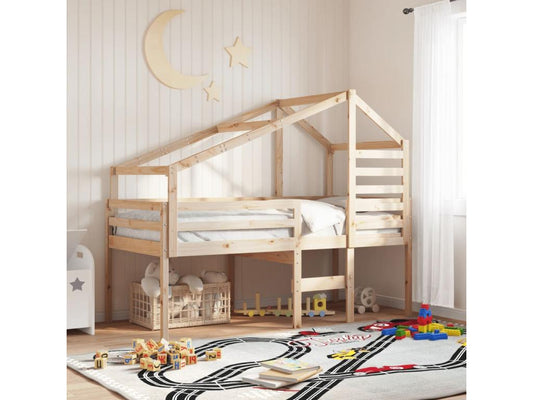 High bed with roof 90x200 cm solid pine wood 74978MRMQ