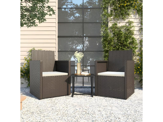 Set of 3 outdoor sofas and cushions, black woven resin, 94647NOQF