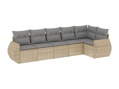 6-piece garden furniture set with cushions, beige wicker resin 08146PJTN