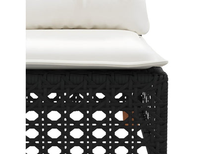 6-piece garden furniture set with cushions, black woven resin, 40597KZNX