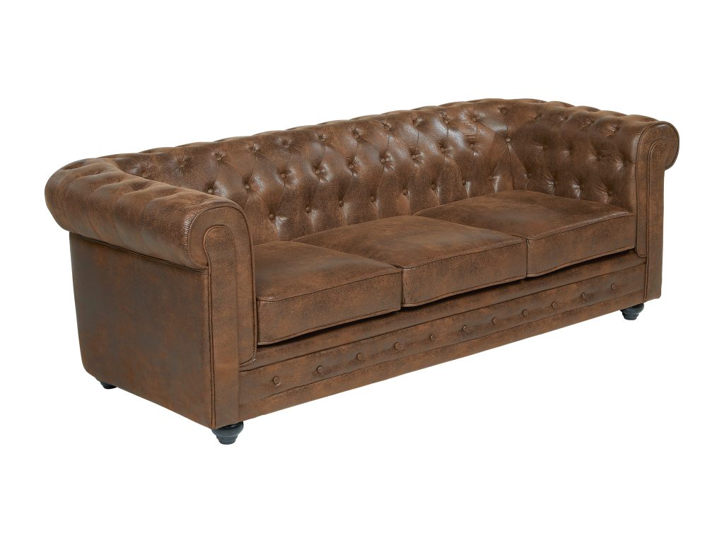 Maisonpuretop 3-seater sofa in aged leather-look microfiber 07038GDQQ
