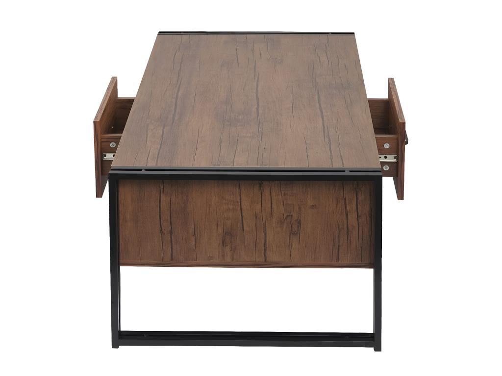 Maisonpuretop-A27b Coffee Table, 3D Structure Side Table, 45x150x60cm, Maisonpuretop - Certified Metal - Oak Finish, s 38870PARR