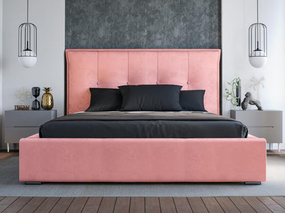 Upholstered bed with storage - 160x200 - double bed - velvet - pink - Parisianestop 48488IYHJ
