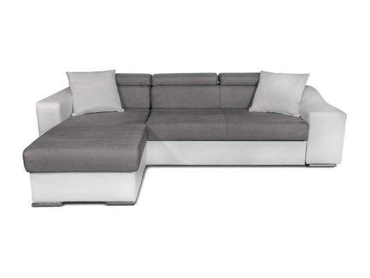 Maisonpuretop two-tone convertible corner sofa in white and grey with storage ottomans on the right - W264 x D162 x H75cm - Maisonpuretop 19440THWR