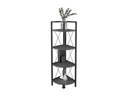 Parisianestop Wood and Metal Corner Shelf Storage Stand Bookshelf Decorative Bookcase Freestanding Shelf Parisianestop 4 Anthracite 31455MPZC
