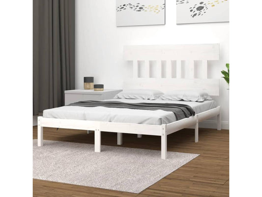 Bed frame without mattress white 140x190 cm solid wood 82720ICXJ