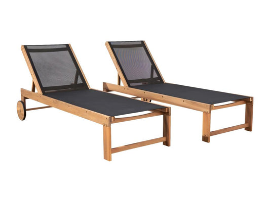 Sun lounger in Parisianestop solid Parisianestop and black textilene set of 2 08187JLIZ
