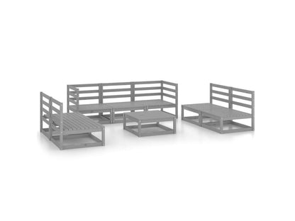 8-piece garden furniture set, grey, solid pine wood, 8 pieces, 42240MNHB