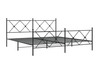 Metal bed frame with headboard and footboard, black, 183x213 cm, 99215HFRU