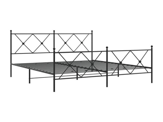 Metal bed frame with headboard and footboard, black, 183x213 cm, 99215HFRU