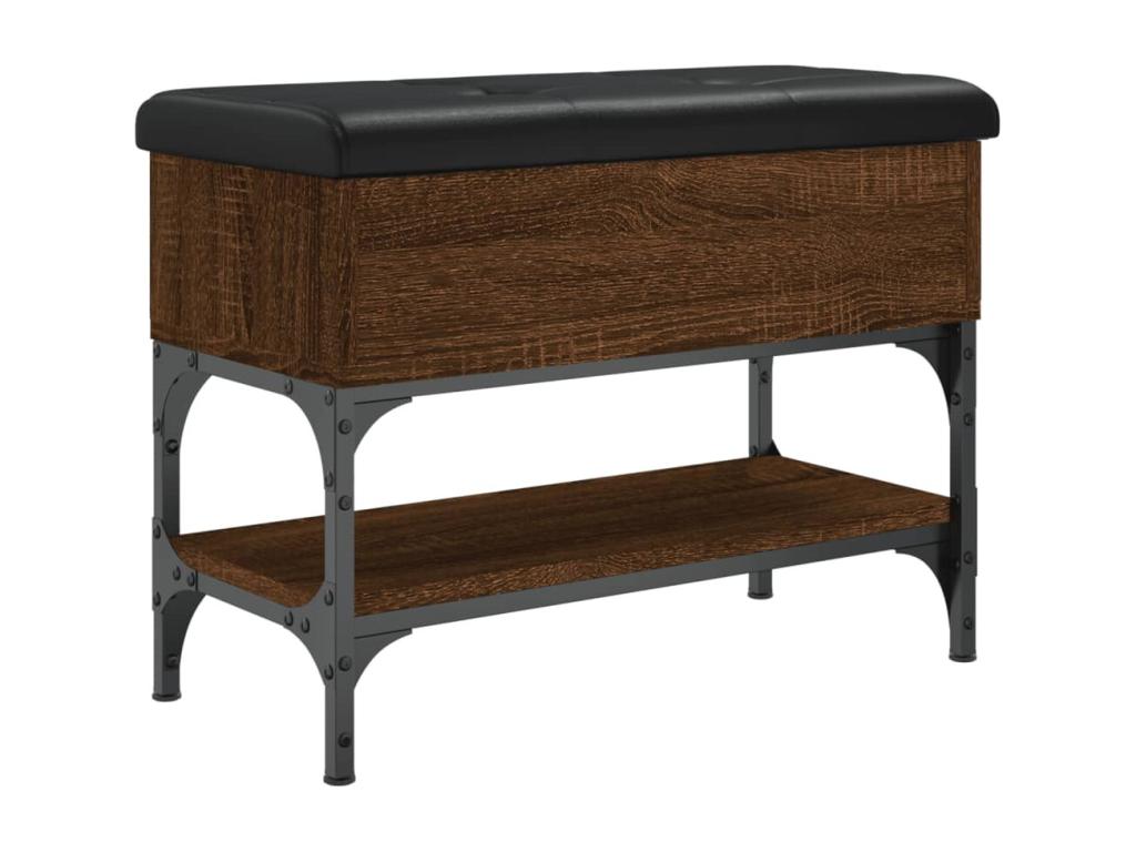 Brown oak shoe bench 62x32x45 engineered wood 68210GMVO