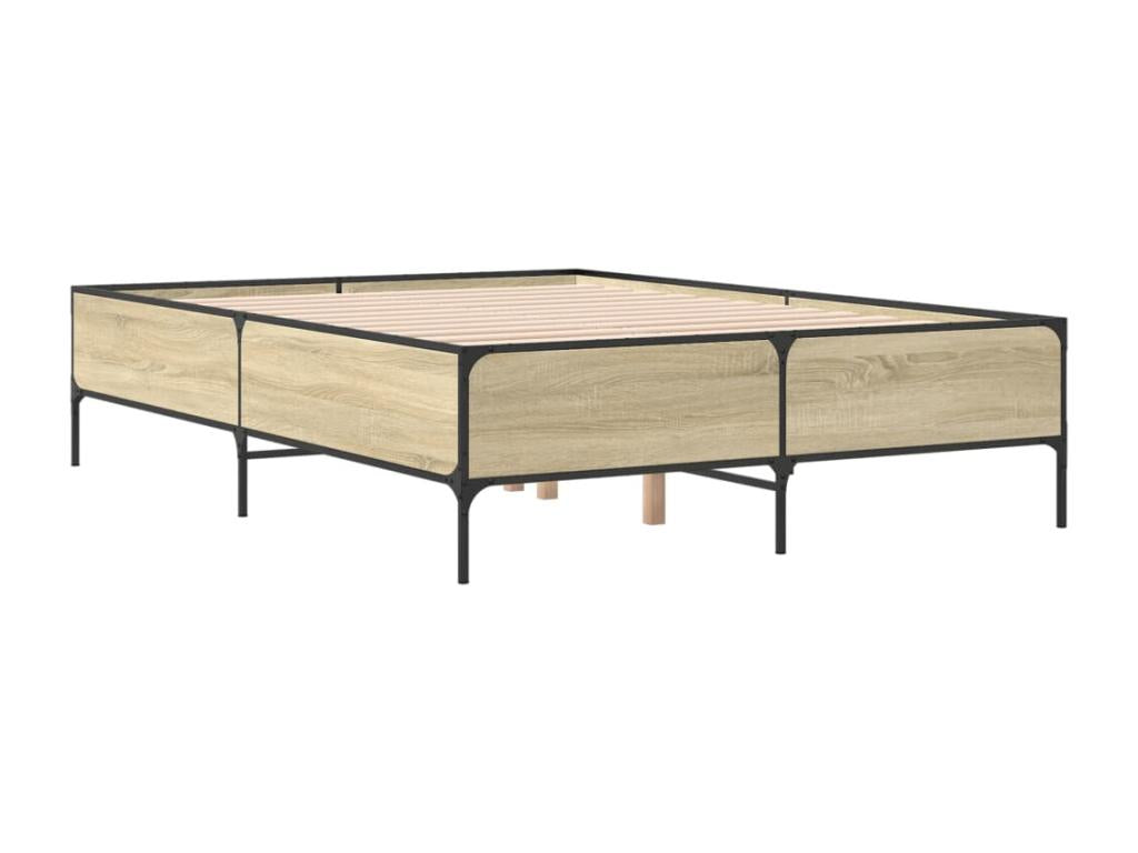 Bed frame without mattress, oak, Maisonpuretop, 150x200 cm, 85347HPWL