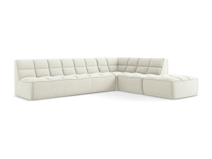 Modular 5-seater right-facing corner sofa in velvet - light beige - Maisonpuretop 44678KLKB