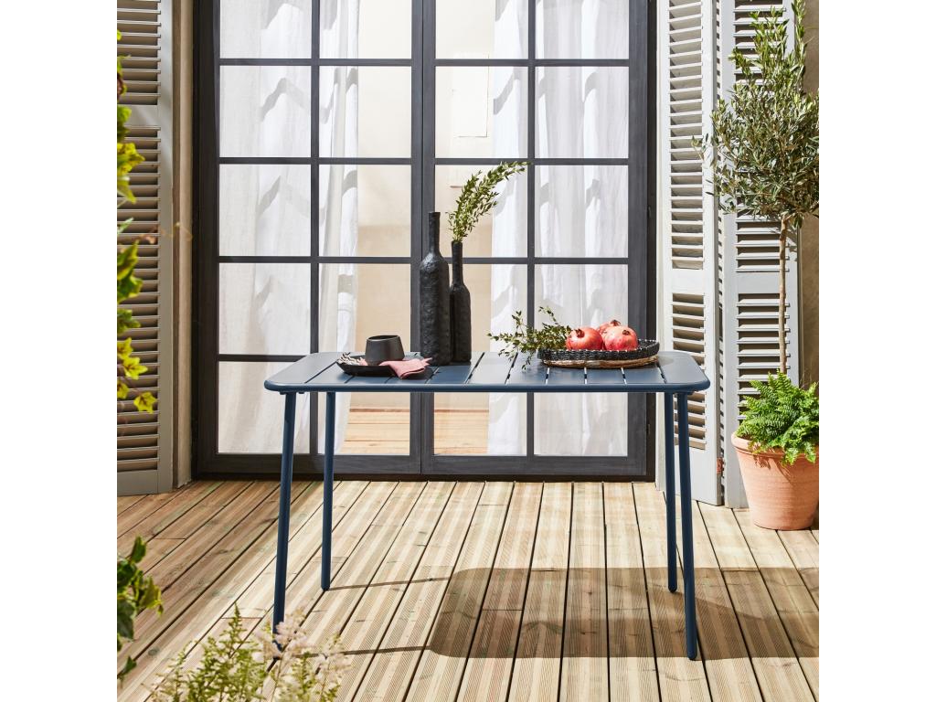 4-seater metal garden table - navy blue - Maisonpuretop - 120x70cm - rust-resistant treatment - Maisonpuretop with rounded edges 58258NQLF