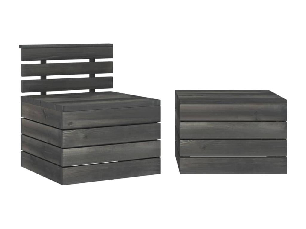 2-piece pallet garden furniture set, solid pine wood, dark grey, 47280EKIC
