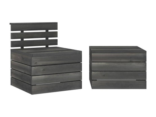 2-piece pallet garden furniture set, solid pine wood, dark grey, 47280EKIC