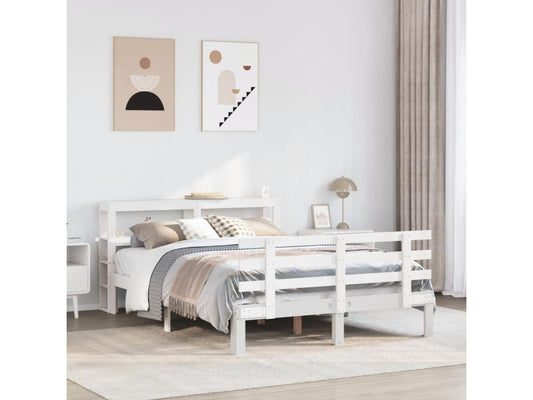 Bed frame and headboard without mattress, white, 135x190 cm, 49099HOGM
