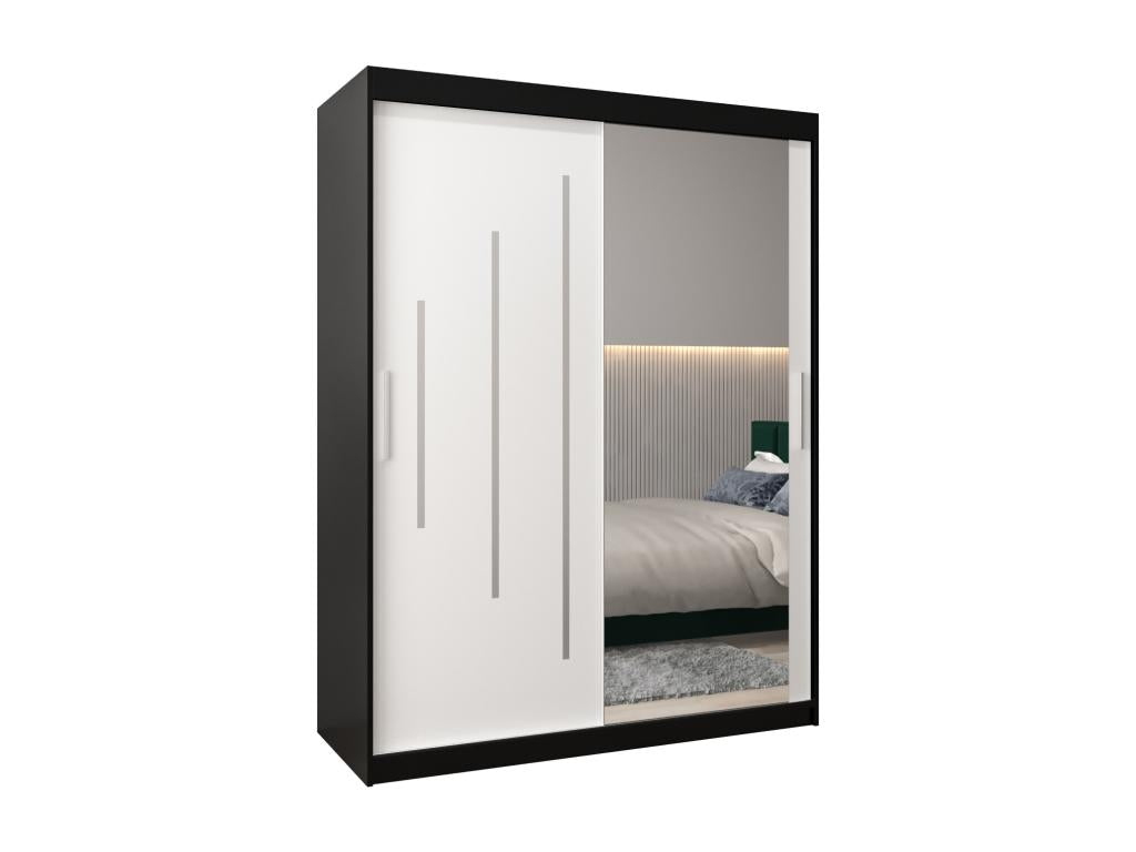 Maisonpuretop 2 Sliding Door Wardrobe 200/150/62 2 Doors Black/White 51311PQEG
