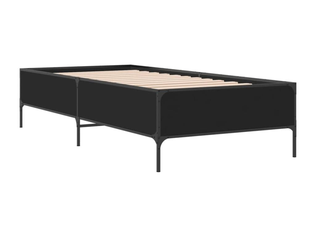 Black bed frame 90x190 cm engineered wood and metal 47762CEID