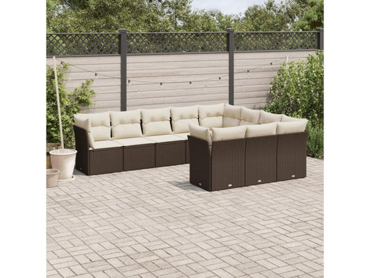 10-piece garden furniture set with brown resin wicker cushions 44599FDLO