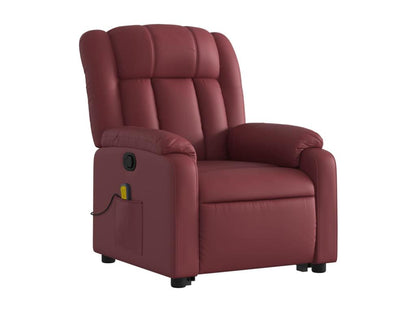 Reclining massage chair, burgundy red faux leather, 05456FKKY