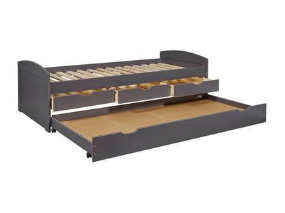 Maisonpuretop - Trundle Bed 90x200cm with 3 Drawers, Grey Varnish 62968EDTU