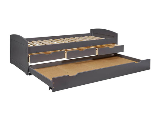 Maisonpuretop - Trundle Bed 90x200cm with 3 Drawers, Grey Varnish 62968EDTU
