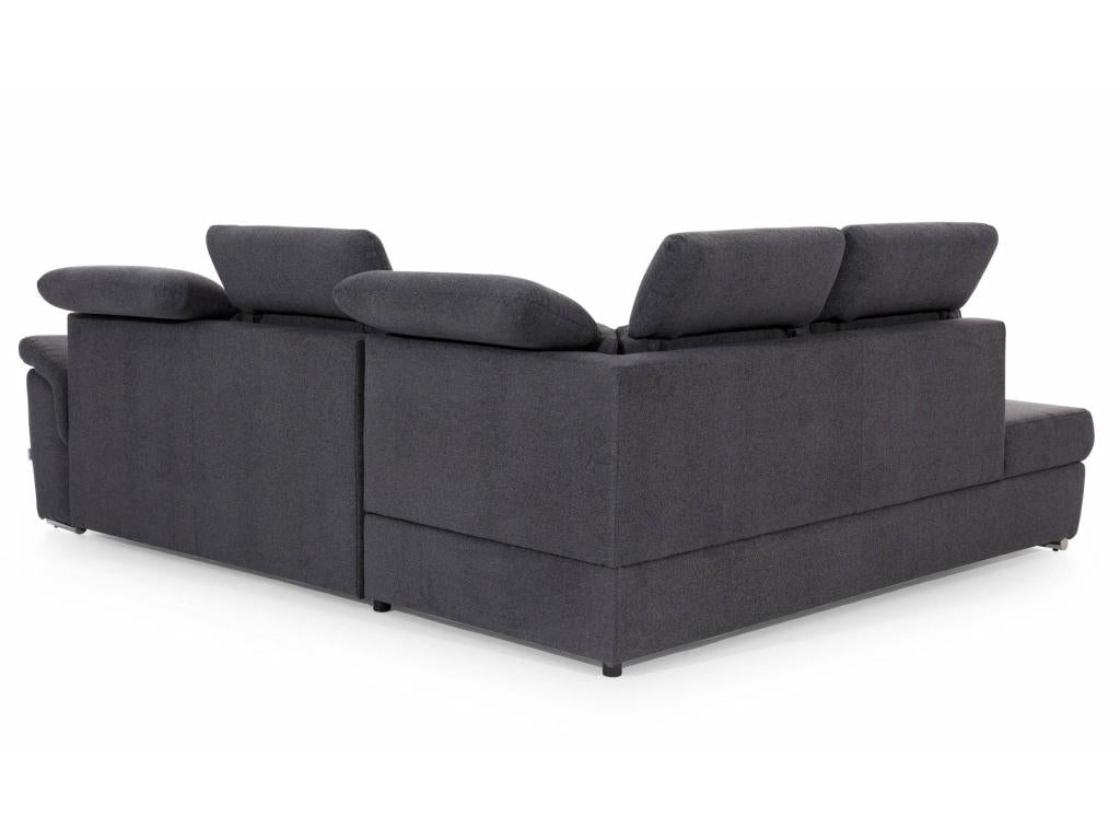 Left-hand corner sofa bed in dark grey fabric with adjustable headrests, Artvivrestore, 260cm, 38901ORPL