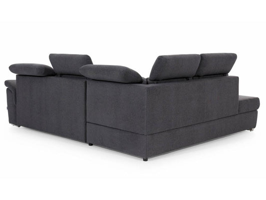 Left-hand corner sofa bed in dark grey fabric with adjustable headrests, Artvivrestore, 260cm, 38901ORPL